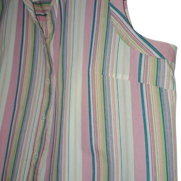 White Stag Womens Blouse Size XL Y2K Classic Mom Grandmacore Summer Stripes - Picture 3 of 5